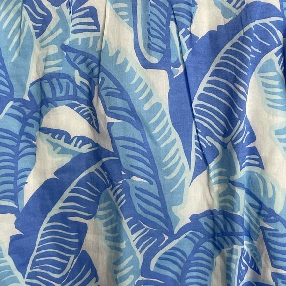 NWT STS Sail to Sable Palm Print Blue White Long Sleeve Top Sz S Tassel Neck Tie - Picture 9 of 9